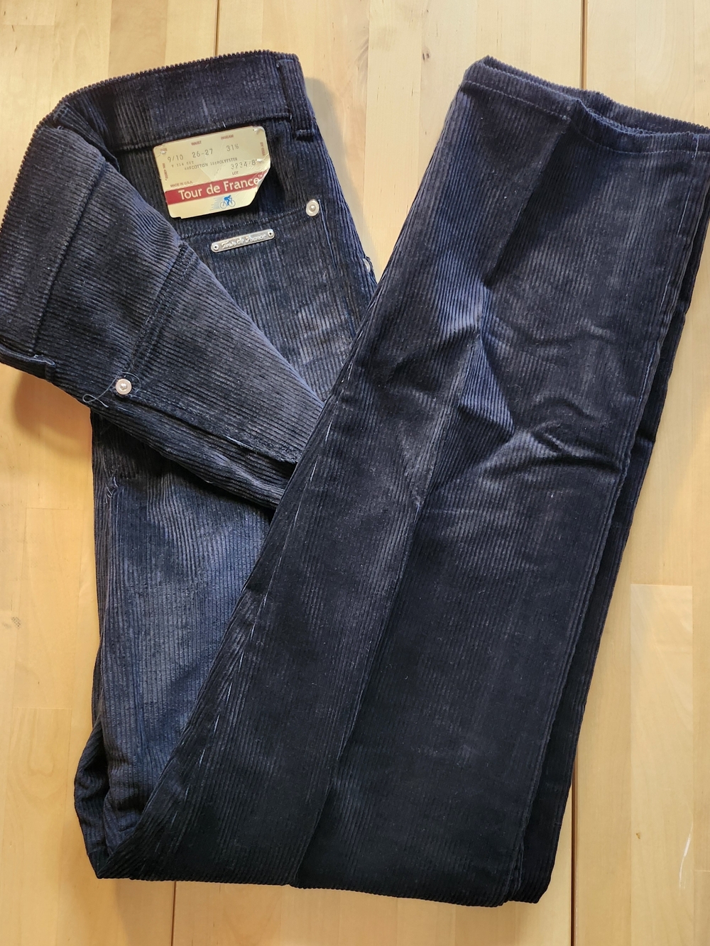 NWT 70s/80s Tour de France Black Corduroy High Rise Pants